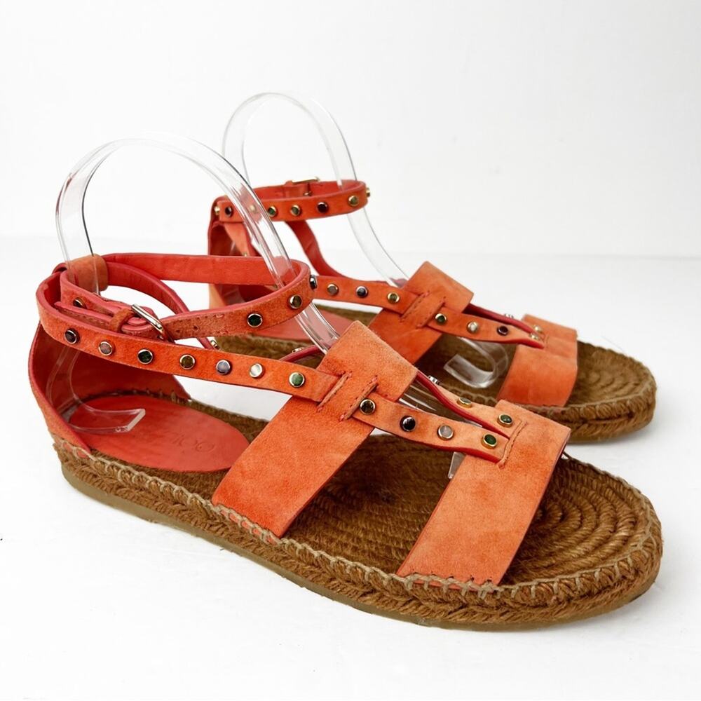 SZ 39 Jimmy Choo Orange Suede Espadrilles with studs